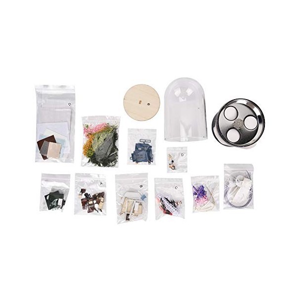 Haokaini Bricolage Maison Modèle Jouet Miniature Assemblage Rotatif Musique Boule de Verre Maison de Poupée Modèle Kits avec 