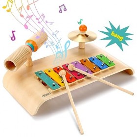 wingyz Xylophone en bois pour enfants, instruments de musique pour enfants de 1 an, jouets musicaux pour bébés, jouets sensor