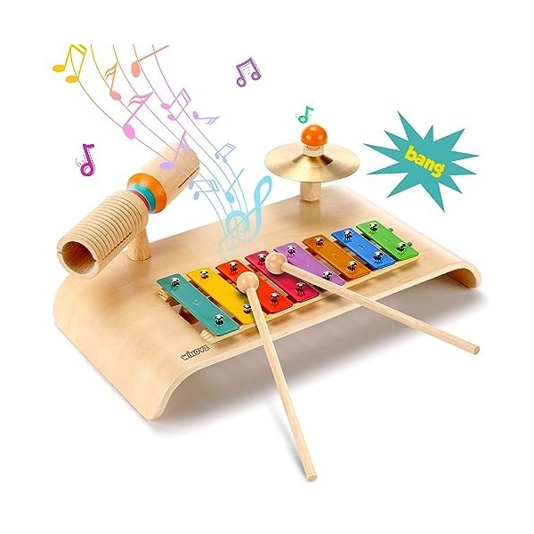 wingyz Xylophone en bois pour enfants, instruments de musique pour enfants de 1 an, jouets musicaux pour bébés, jouets sensor