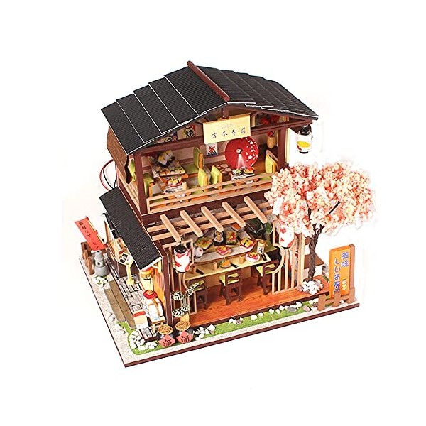 Maison de poupée miniature à monter soi-même avec meubles, kit de maison de poupée en bois résistant à la poussière et mouvem