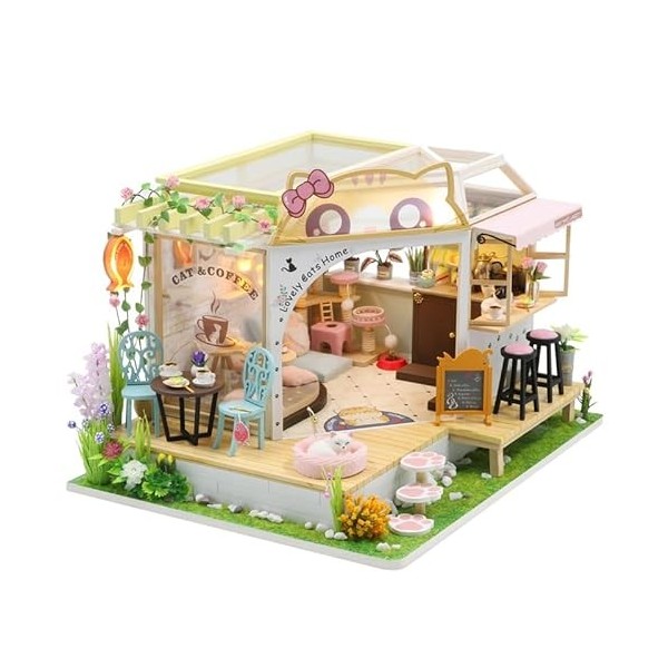 Maison de poupée miniature à faire soi-même avec meubles, kit de maison de poupée miniature à faire soi-même, kit de maison d