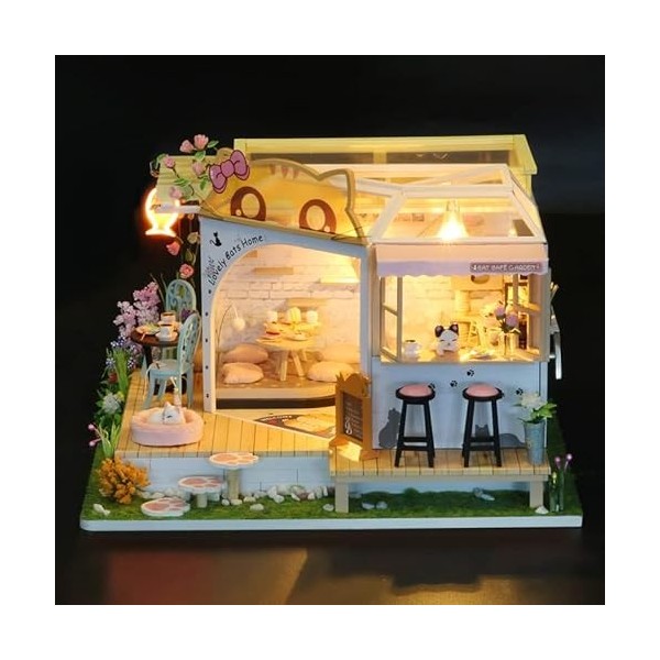 Maison de poupée miniature à faire soi-même avec meubles, kit de maison de poupée miniature à faire soi-même, kit de maison d