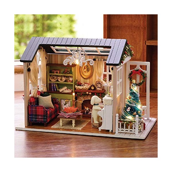 Kit de maison de bricolage, Delaman DIY Doll House Dollhouse Miniature DIY House Kit 1PC 3 