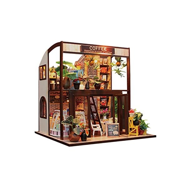 Kit de Maison de poupée Miniature Bricolage Petite Maison avec Cache-poussière modèle de Maison de Bricolage Fait à la Main a