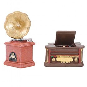 NOLITOY 6 Pièces Ornements Dépoque Mini Décoration en Résine Figurine De Tourne-Disque Meubles De Maison De Poupée Gâteau De