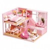misppro Maison de poupée 1:24 DIY rose 3D Kit exquis en bois miniature chambre vacances