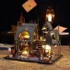 Kit de Maison de poupée Miniature Bricolage avec Couverture de poussière en Bois Magique de Cabine de Fabrication avec Meuble