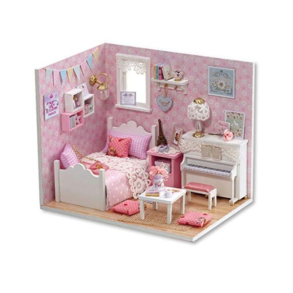 Hilitand Bricolage Maisons De Poupées Miniature Maison De Poupée en Bois Jouets pour Enfants Cadeau danniversaire Petit Amie