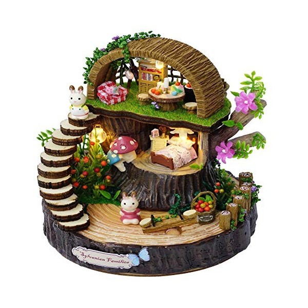 Heaveant Maison de poupée, Bricolage Artisanal Lourd Kit de Maison de poupée Miniature modèle forêt Maison Cadeau pour Enfant