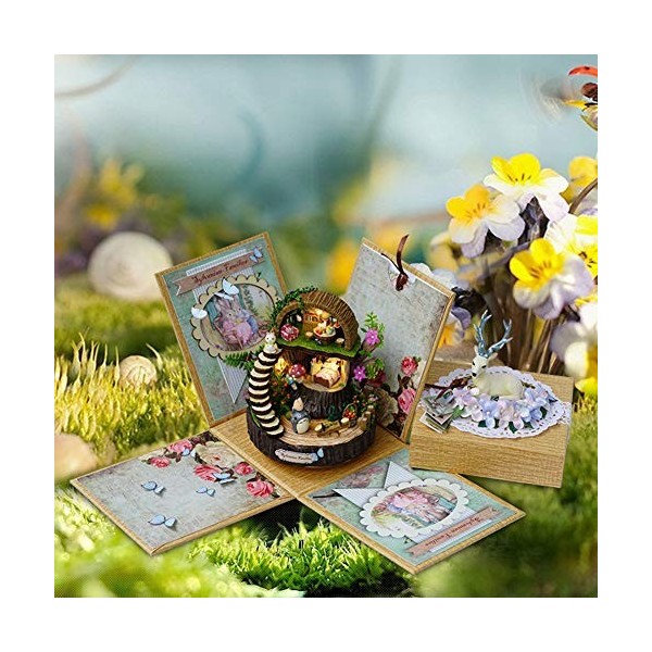 Heaveant Maison de poupée, Bricolage Artisanal Lourd Kit de Maison de poupée Miniature modèle forêt Maison Cadeau pour Enfant