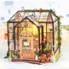 Maison Miniature DIY Jardin 1:24 Serre Mini Maison Modèle DIY Maison de Poupée Miniature avec Lumière Maison Miniature pour A