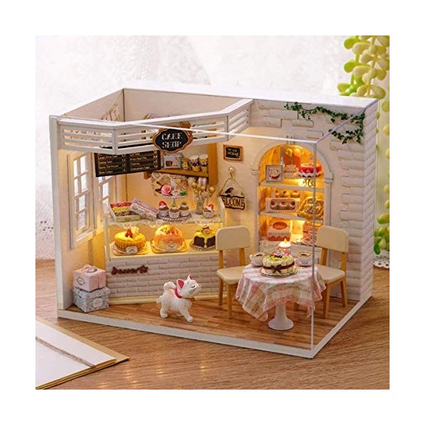 sookin Miniature Bricolage Maison de PoupéE avec LumièRe LED Plus ModèLe Anti-PoussièRe 3D en Bois, Cadeaux NoëL pour Les Ann