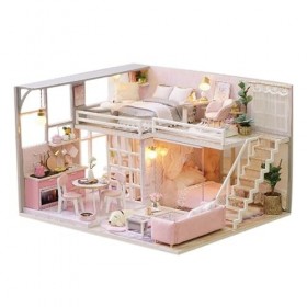 Maison de poupée miniature avec meubles, kit de maison de poupée miniature à faire soi-même, kit de maison de poupée en bois 