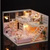 Maison de poupée miniature avec meubles, kit de maison de poupée miniature à faire soi-même, kit de maison de poupée en bois 