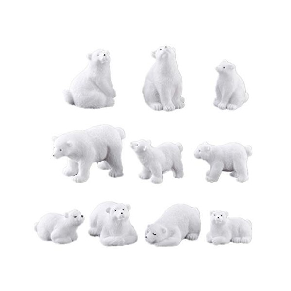 Toyvian Lot de 10 figurines dours polaire miniatures réalistes pour Noël