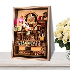 Richolyn Maisons poupées Miniatures Bricolage | Kit Maison poupée Magic World Conception Cadre Photo 3D,Aube Chauavec des Meu