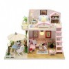 Momola Miniature avec des Meubles de Maison de poupée,kit DIY Dollhouse en Bois et Balcon,créative pour lidée Cadeau Saint V