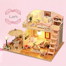 Momola Miniature avec des Meubles de Maison de poupée,kit DIY Dollhouse en Bois et Balcon,créative pour lidée Cadeau Saint V