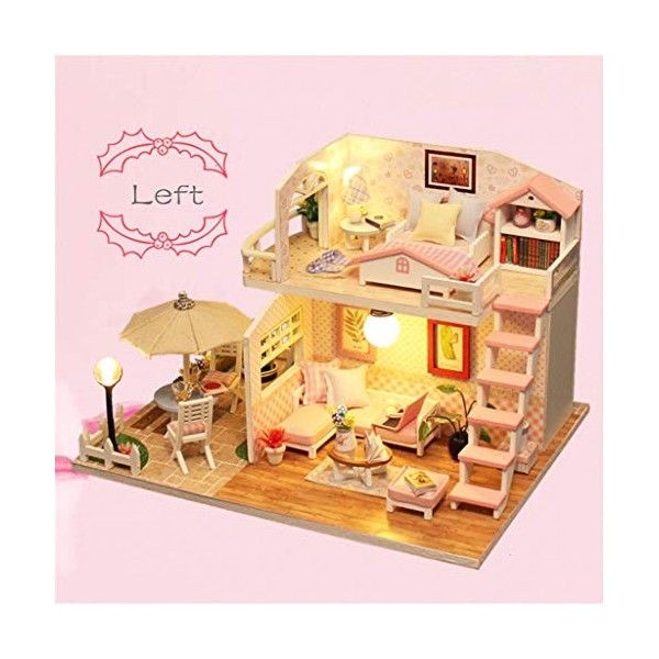 Momola Miniature avec des Meubles de Maison de poupée,kit DIY Dollhouse en Bois et Balcon,créative pour lidée Cadeau Saint V