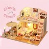 Momola Miniature avec des Meubles de Maison de poupée,kit DIY Dollhouse en Bois et Balcon,créative pour lidée Cadeau Saint V