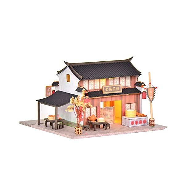 TOPBSFARNY Kit de maison de poupée miniature avec lumières LED à monter soi-même, modèle de maison de poupée, meubles en bois