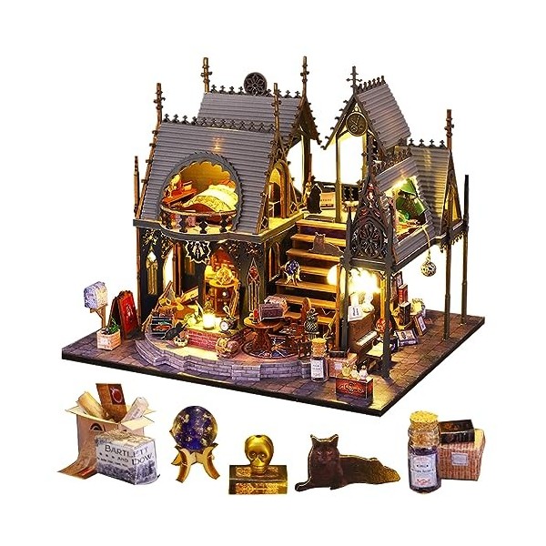 Magic Castle Kit de maison miniature fait à la main, modèle puzzle pour maison de poupée, échelle 1:24, cadeau créatif pour e