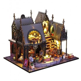 Magic Castle Kit de maison miniature fait à la main, modèle puzzle pour maison de poupée, échelle 1:24, cadeau créatif pour e