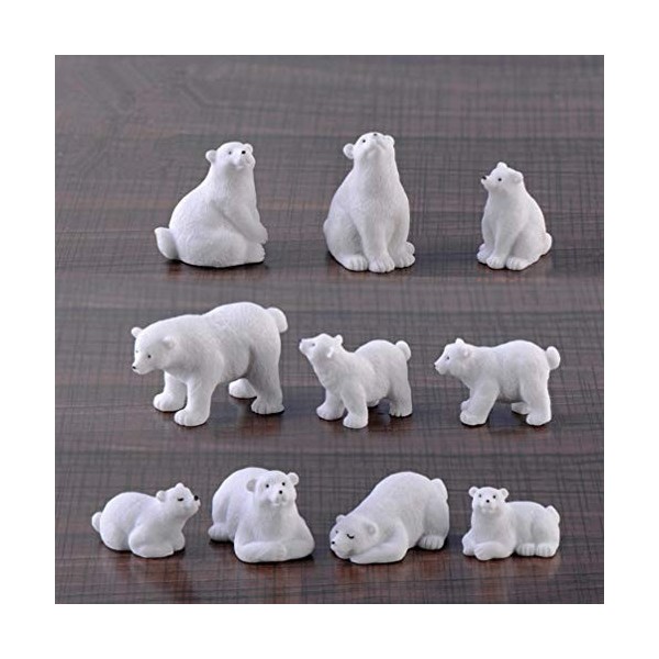 Toyvian Lot de 10 figurines dours polaire miniatures réalistes pour Noël