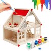 Kit de Maison de poupée en Bois Bricolage avec Meubles Maison des Poupées + Mobilier + Personnages Maison Miniature Deux étag