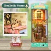 DIY Book Nook Kit : Puzzle 3D en Bois avec Meubles et LED, Kit Maison de Poupée Miniature Décoration étagère, Mini Maison de 