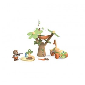 Hape - Jouet Poupée Fille & Garçon - Coffret Arbre Éolienne & Voiture Électrique Petite Poupée - Jeu Libre Pour lImagination