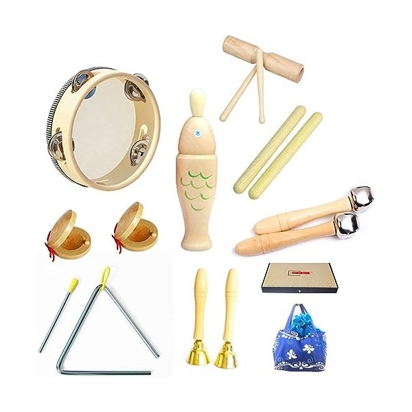 Johgee Instrument de Musique Enfant 16 Pièces, Jouet Musical Bébé, Bois Percussion pour Bébé, Sac de Rangement