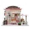 VIONNPPT DIY 1:24 Mini maison de poupée 3D Miniature avec meubles, créatif Chocolat Boutique de poupées en bois Rose Coco-Sho