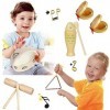 Johgee Instrument de Musique Enfant 16 Pièces, Jouet Musical Bébé, Bois Percussion pour Bébé, Sac de Rangement