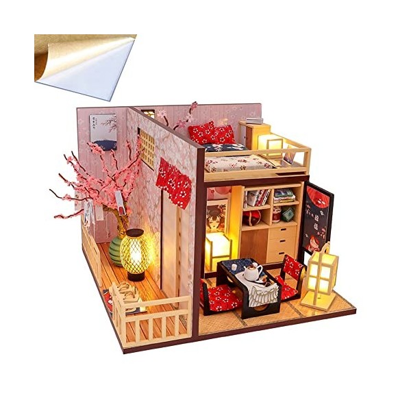 Maison de poupée miniature en bois 3D - Maison de poupée japonaise Sakura avec meubles à faire soi-même - Kits dart romantiq