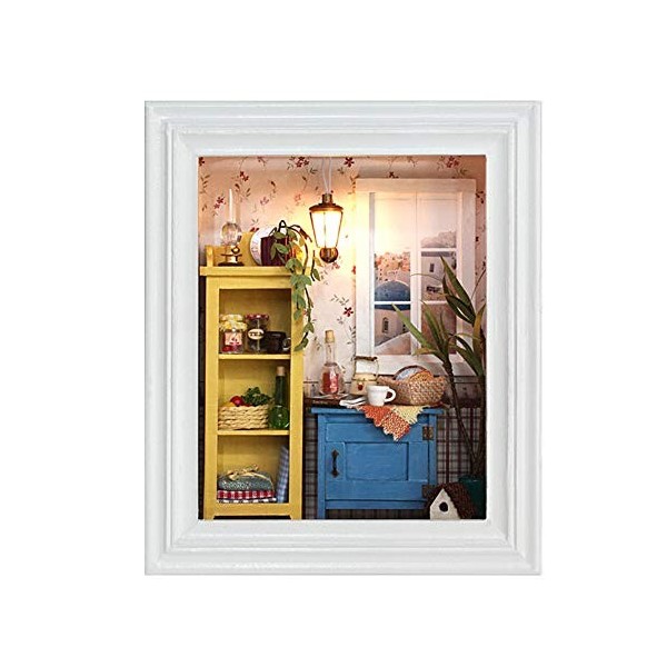 HelloCreate Kit de cadre photo maison de poupée à faire soi-même, maison chaleureuse avec meubles, cadeaux danniversaire, dé