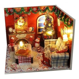 RMENGZHOUXI Kit de Maison en Bois Maison de poupée Miniature pour Enfants à partir de 6 Ans Cadeau de Noël Maison de poupée e
