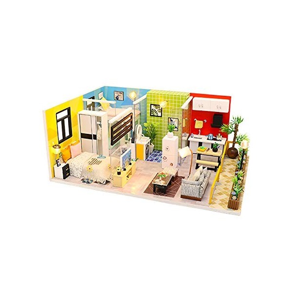 luckiner Maison de poupée miniature à monter soi-même avec kit de meubles - Fait main - Modèle de maison pour festival, cadea