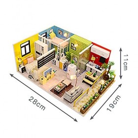 luckiner Maison de poupée miniature à monter soi-même avec kit de meubles - Fait main - Modèle de maison pour festival, cadea