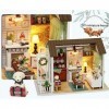 Maison de poupée avec cache-poussière Kit de maison miniature bricolage Maison de poupée miniature avec kit de meubles Kit de