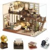 Kit de maison de poupée miniature à faire soi-même avec housse anti-poussière et musique, impression temporelle en bois pour 