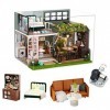 Loft miniature maison de poupée avec housse anti-poussière et boîte à musique, kit de meubles de maison de poupée à faire soi