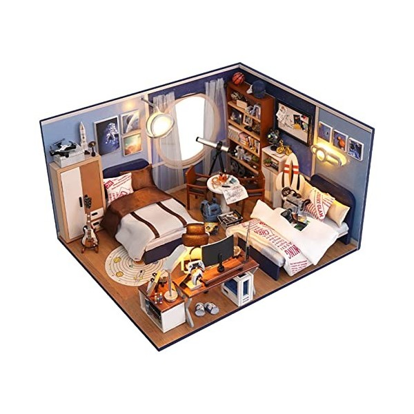 fanelod Bricolage Miniature Maison poupée,Kit Miniature en Bois pour Adultes | Mini Maison poupée réutilisable avec Housse An