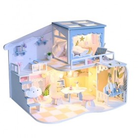 Kits de maison miniature à faire soi-même avec lumière, petite maison pour adultes à construire, loisirs créatifs, cadeaux d