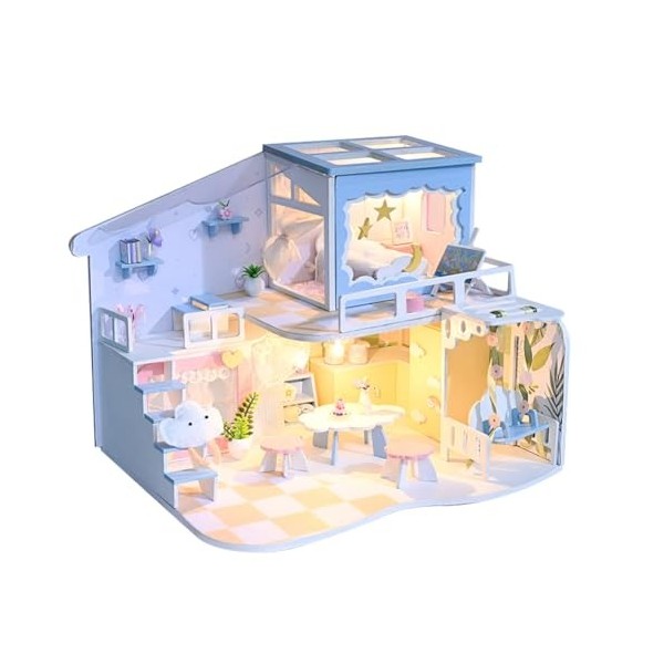 Kits de maison miniature à faire soi-même avec lumière, petite maison pour adultes à construire, loisirs créatifs, cadeaux d