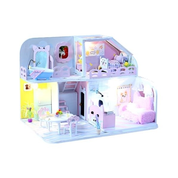 Kits de maison miniature à faire soi-même avec lumière, petite maison pour adultes à construire, loisirs créatifs, cadeaux d