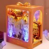 TPPIG Kit de Coin de Livre Bricolage 3D Support de Livre en Bois Puzzle LED éTagèRe Lumineuse Miniature InséRer Bâtiment Mais