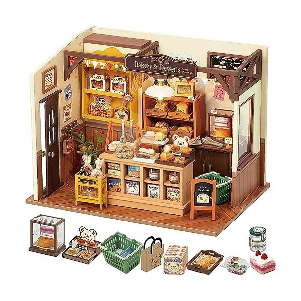 ROBOTIME Ensemble Maison de poupée Boulangerie Bricolage Adulte Mini - Ensemble meublé Mini - Chambre Jouet éducatif Meilleur