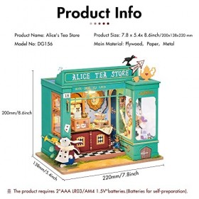 Rolife Maison Miniature Bricolage Série Archives Mystiques Le Magasin de thé dAlice - Maison de Poupée - Puzzle en Bois 3D -