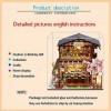 Erhumama bricolage maison de poupée japonaise avec cache-poussière kit de lumière LED miniature Sushi Shop puzzle en bois jou